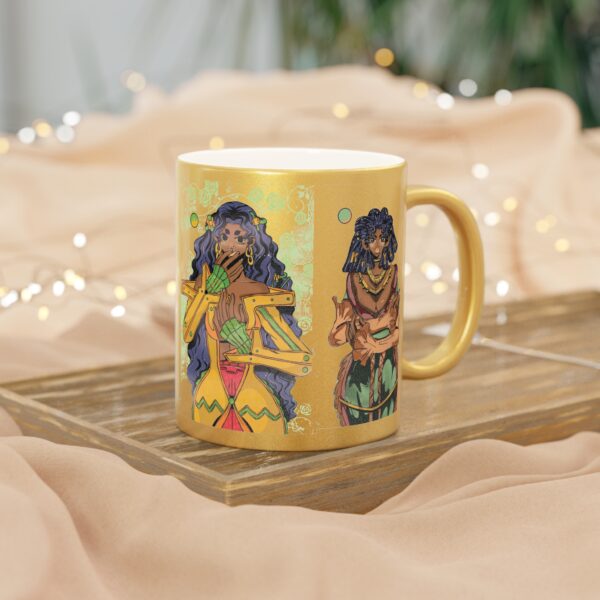 Enchanting Metallic Mug Featuring Artistic Illustration | Perfect Gift for Art Lovers | 11oz